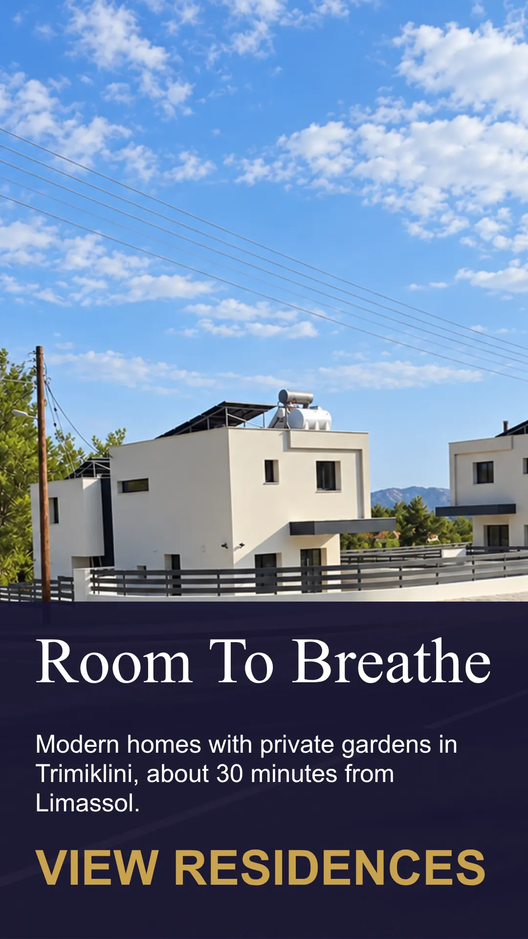 Modern homes with private gardens in Trimiklini, about 30 minutes from Limassol.